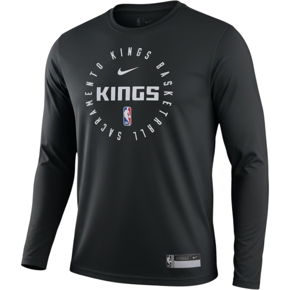 Nike Sacramento Kings Basketball Long Sleeve Shirt Mens Black NBA Graphic Tee